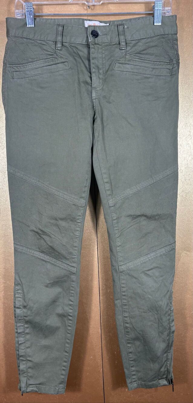 Tory Burch army green zippered ankle chino pants size 27